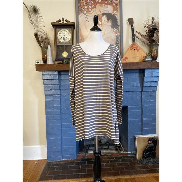 Free People Beach Two Body Corps Deux Striped Oversized Tunic Top Long Sleeve OS - Picture 1 of 11
